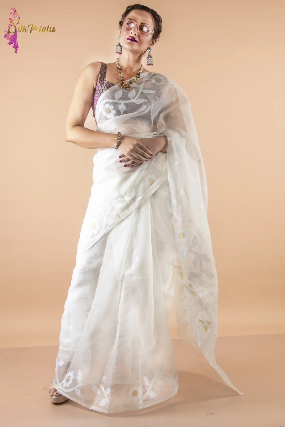 Bridal top jamdani saree